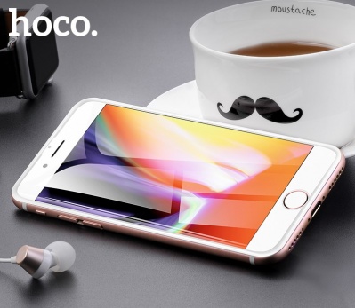 Защитное стекло HOCO A12 для iPhone 7+/8+, Full Glue 3D, прозрачный+белая рамка