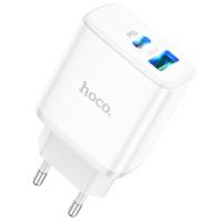 Сетевое зарядное устройство HOCO C105A Stage 1xUSB + 1xUSB-C, 3A, 20W, белый