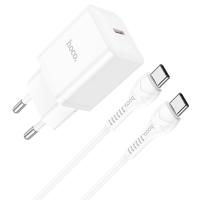 Сетевое зарядное устройство HOCO N27 Innovative 1xUSB-C с Кабелем Type-C - Type-C, 20W, белый