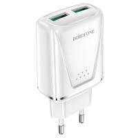 Сетевое зарядное устройство BOROFONE BA54A Wide road 2xUSB, 3.0A, 18W, белый