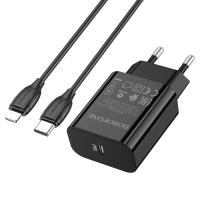 Сетевое зарядное устройство BOROFONE BA65A Single port 1xUSB-C с Кабелем Type-C - Lightning, 20W, черный