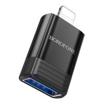 Переходник/Адаптер BOROFONE BV18 Lightning (m) - USB2.0 (f), черный оптом Переходник/Адаптер BOROFONE BV18 Lightning (m) - USB2.0 (f), черный