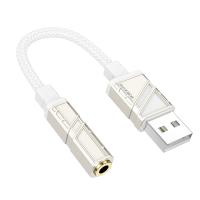 Переходник/Адаптер BOROFONE BV23 Dignity USB2.0 (m) - Jack 3,5 (f), 15 см, белый оптом Переходник/Адаптер BOROFONE BV23 Dignity USB2.0 (m) - Jack 3,5 (f), 15 см, белый