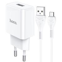 Сетевое зарядное устройство HOCO N9 Especial 1xUSB с Кабелем USB - Micro, 2.1A, 10W, белый