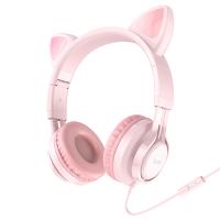 Проводные наушники HOCO W36 Cat ear, Jack 3.5mm, 1.2 м, розовый