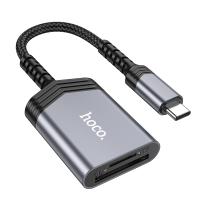 Переходник/Адаптер HOCO UA25 Card reader Type-C (m) - TF/SD, 19 см, серый металлик