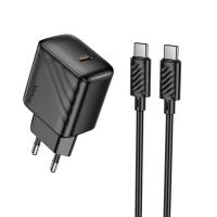Сетевое зарядное устройство HOCO CS24A Puerto 1xUSB-C с Кабелем Type-C - Type-C, 25W, черный