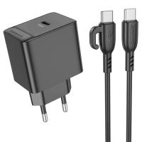 Сетевое зарядное устройство BOROFONE BAS15A Erudite 1xUSB-C с Кабелем Type-C - Type-C, 30W, черный