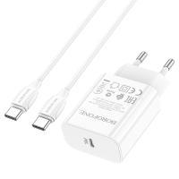 Сетевое зарядное устройство BOROFONE BA65A Single port 1xUSB-C с Кабелем Type-C - Type-C, 20W, белый