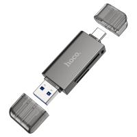 Переходник/Адаптер HOCO HB39 2 в 1 USB (m) / Type-C (m) - TF/SD, черный