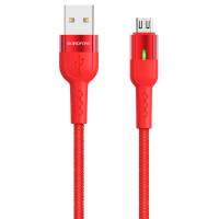 Кабель USB BOROFONE BU17 Starlight smart power USB - MicroUSB, 2.4А, 1.2 м, красный