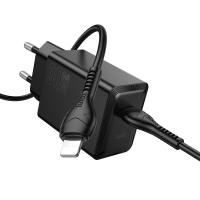 Сетевое зарядное устройство HOCO N70 Nuevo 1xUSB-C с Кабелем Type-C - Lightning, 30W, черный