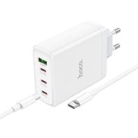 Сетевое зарядное устройство HOCO N31 Leader 1xUSB + 3xUSB-C с Кабелем Type-C - Type-C, 5A, 100W, белый