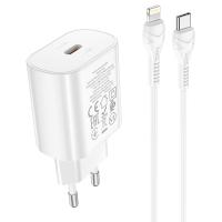 Сетевое зарядное устройство HOCO N22 Jetta 1xUSB-C с Кабелем Type-C - Lightning, 25W, белый