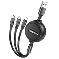 Кабель USB HOCO X75 3 в 1 USB - Type-C + Lightning + MicroUSB, 2А, 1 м, черный