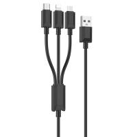 Кабель USB HOCO X74 3 в 1 USB - Type-C + Lightning + MicroUSB, 2А, 1 м, черный