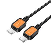 Кабель USB-C HOCO X108 Benefit Type-C - Type-C, 3A, 60W, 1 м, черный