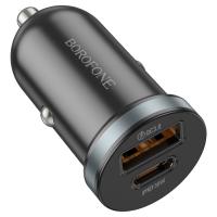 Автомобильное зарядное устройство BOROFONE BZ22 Scenery, 1xUSB + 1xUSB-C, 30W, черный