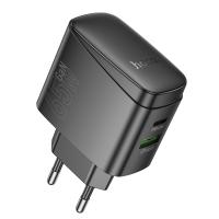 Сетевое зарядное устройство HOCO CS63A Bright 1xUSB + 1xUSB-C, 65W, черный