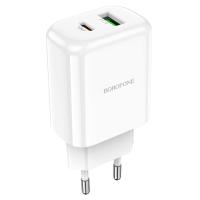 Сетевое зарядное устройство BOROFONE BN4 Potential 1xUSB + 1xUSB-C, 3A, 20W, белый