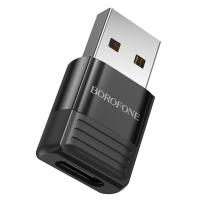 Переходник/Адаптер BOROFONE BV18 USB (m) - Type-C (f), черный оптом Переходник/Адаптер BOROFONE BV18 USB (m) - Type-C (f), черный