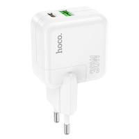 Сетевое зарядное устройство HOCO C111A Lucky 1xUSB + 1xUSB-C, 3A, 30W, белый