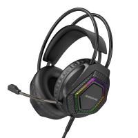 Проводные наушники BOROFONE BO105 Thunder, USB+Jack 3.5mm, 2 м, черный
