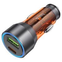 Автомобильное зарядное устройство HOCO NZ12A Action, 1xUSB + 1xUSB-C, 43W, оранжевый