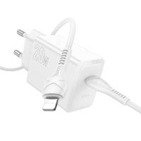 Сетевое зарядное устройство HOCO N68 Nuevo 1xUSB-C с Кабелем Type-C - Lightning, 20W, белый