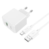 Сетевое зарядное устройство HOCO CS12A Ocean 1xUSB с Кабелем USB - Type-C, 18W, белый