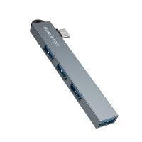 Переходник/Адаптер BOROFONE FH1A 4 в 1 Type-C (m) - 1xUSB3.0 (f) + 3xUSB2.0 (f), серый металлик оптом Переходник/Адаптер BOROFONE FH1A 4 в 1 Type-C (m) - 1xUSB3.0 (f) + 3xUSB2.0 (f), серый металлик