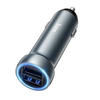 Автомобильное зарядное устройство HOCO Z54 Prosperous, 2xUSB, 3.1A, 15.5W, серый металлик