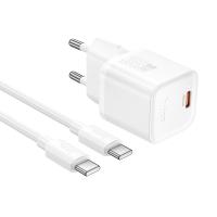 Сетевое зарядное устройство HOCO N66 Ingenious 1xUSB-C с Кабелем Type-C - Type-C, 35W, белый