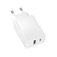 Сетевое зарядное устройство BOROFONE BAS76A Source 1xUSB + 1xUSB-C, 3A, 30W, белый