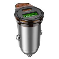 Автомобильное зарядное устройство HOCO NZ16A Rigorous, 1xUSB + 1xUSB-C, 43W, серый металлик
