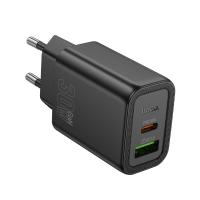 Сетевое зарядное устройство HOCO N63 Gentle 1xUSB + 1xUSB-C, 3A, 30W, черный