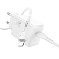 Сетевое зарядное устройство HOCO N70 Nuevo 1xUSB-C с Кабелем Type-C - Lightning, 30W, белый