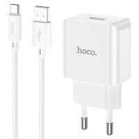 Сетевое зарядное устройство HOCO C106A 1xUSB с Кабелем USB - Type-C, 2.1A, 10.5W, белый