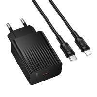 Сетевое зарядное устройство BOROFONE BAS75A Source 1xUSB-C с Кабелем Type-C - Lightning, 30W, черный