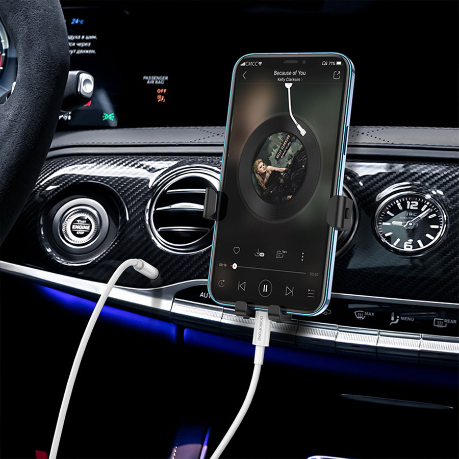 Аудиокабель BOROFONE BL9 Digital audio AUX Jack 3.5 (m) - Lightning (m), 1  м, белый оптом