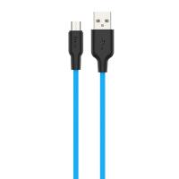 Кабель USB HOCO X21 Plus Silicone USB - MicroUSB, 2.4А, 1 м, черный+синий