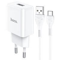 Сетевое зарядное устройство HOCO N9 Especial 1xUSB с Кабелем USB - Type-C, 2.1A, 10W, белый