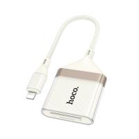 Переходник/Адаптер HOCO UA40 Card reader Lightning (m) - TF/SD, 14 см, белый