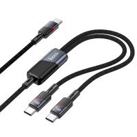 Кабель USB-C HOCO U139 2 в 1 Type-C - 2xType-C, 5A, 100W, 1.2 м, черный