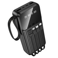 Портативный аккумулятор BOROFONE BJ76A Smart, встроенный кабель Lightning + Type-C + MircoUSB, 20000 мА⋅ч, черный