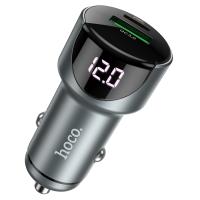 Автомобильное зарядное устройство HOCO Z42 Light, 1xUSB + 1xUSB-C, 20W, серый металлик