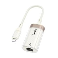 Переходник/Адаптер HOCO UA41A Crystal Lightning (m) - RJ45 (f), 15 см, белый