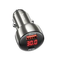 Автомобильное зарядное устройство HOCO Z50 Leader, 1xUSB + 1xUSB-C, 48W, серый металлик