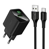 Сетевое зарядное устройство HOCO CS81A Excellent 1xUSB с Кабелем USB - Type-C, 18W, черный