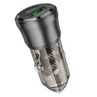 Автомобильное зарядное устройство BOROFONE BZ25 Journey, 1xUSB + 1xUSB-C, 38W, прозрачный черный